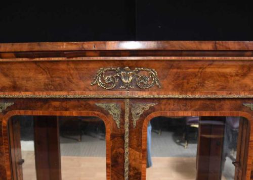 fig 1. Pair Antique Pier Cabinets - English Burr Walnut Victorian