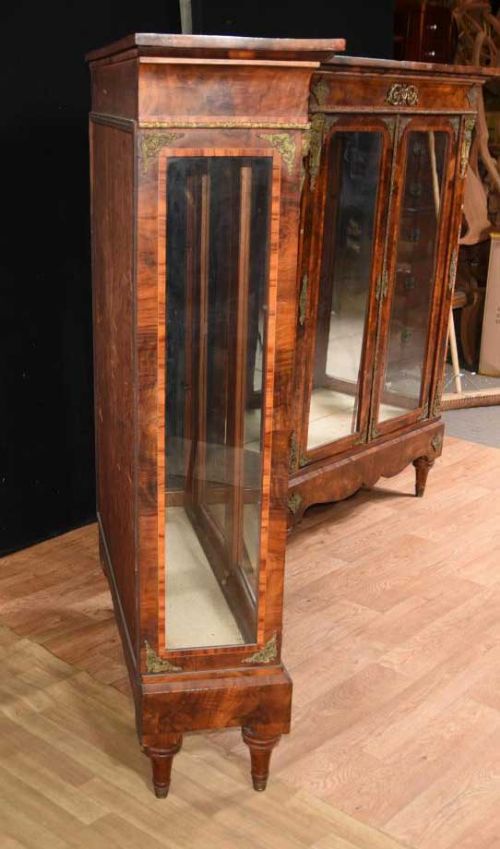 fig 2. Pair Antique Pier Cabinets - English Burr Walnut Victorian