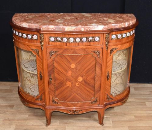fig 1. Antique French Cabinet - Kingwood Sideboard Sevres Porcelain Plaques
