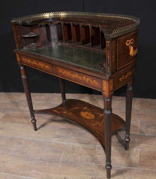 fig 1. Regency Carlton House Desk Mahogany Marquetry Inlay
