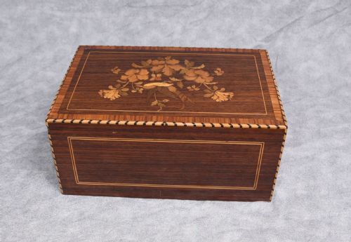 Antique Cigar Box 1930s Marquetry Inlay Trinket Jewellery Case
