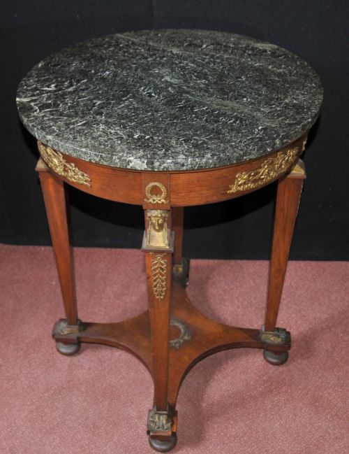 Antique French Empire Side Table Pharo Leg Circa 1920