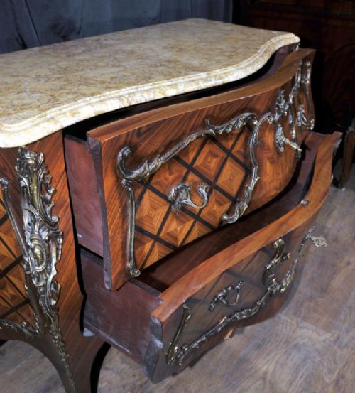 fig 1. French Bombe Chest of Drawers - Antique Commode Circa 1880