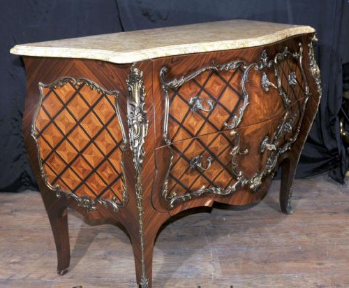 fig 3. French Bombe Chest of Drawers - Antique Commode Circa 1880
