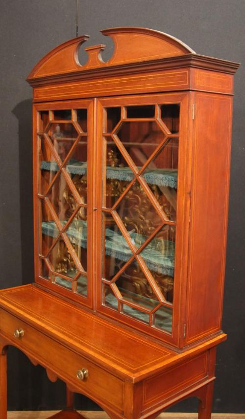 fig 2. Antique Edwardian Sheraton China Cabinet Bookcase