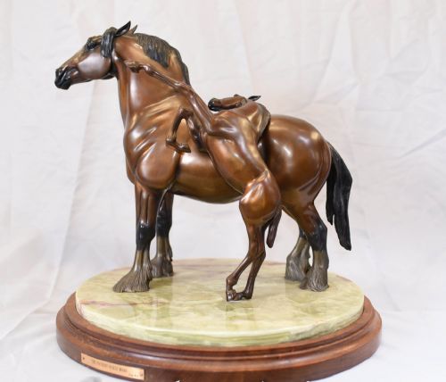 fig 1. Antique Bronze Horse Statue - The Patient Nurse Mare