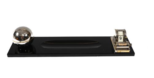 Art Deco Inkwell Desk Calendar 1930s Marble