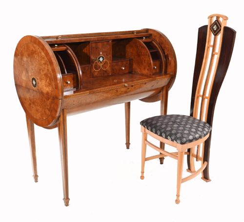 fig 2. Art Deco Desk and Chair Set Roll Top Bureau 1920s Vintage