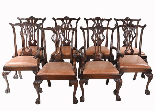 fig 1. Set Chippendale Dining Chairs Mahogany Antique 1890 Ball Claw