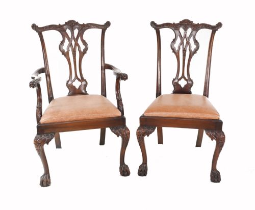 fig 2. Set Chippendale Dining Chairs Mahogany Antique 1890 Ball Claw
