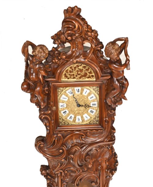 fig 1. Carved Italian Grandfather Clock Walnut Cherubs