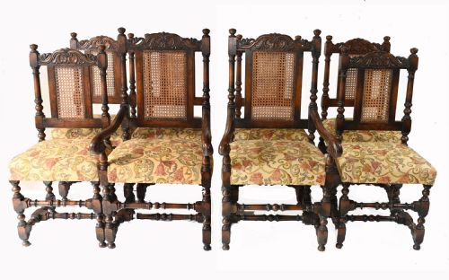 Set 8 Oak Dining Chairs Barley Twist Farmhouse Diners