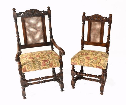 fig 2. Set 8 Oak Dining Chairs Barley Twist Farmhouse Diners
