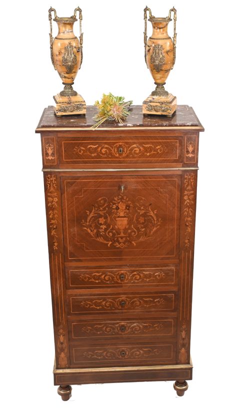 Empire Escritoire Desk Antique French Inlay 1880