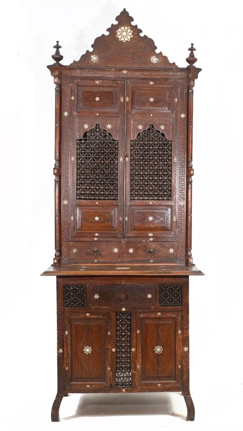 fig 1. Syrian Inlay Cabinet Bookcase Damascan Islamic Interiors 1880
