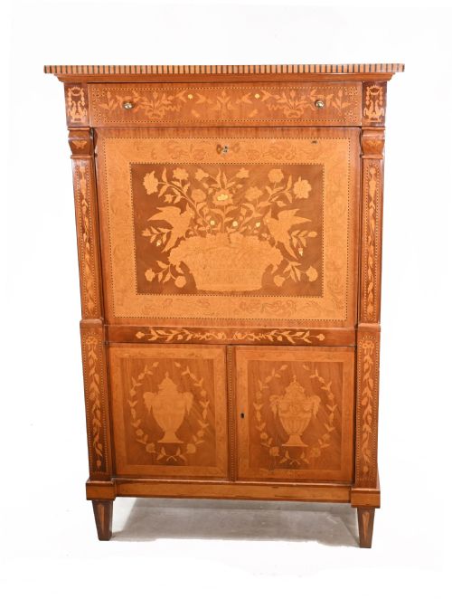 Dutch Marquetry Escritoire Desk 1890 Inlay