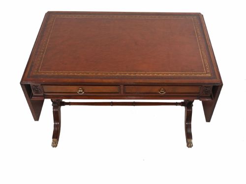 fig 1. Regency Sofa Table Mahogany Leather Top