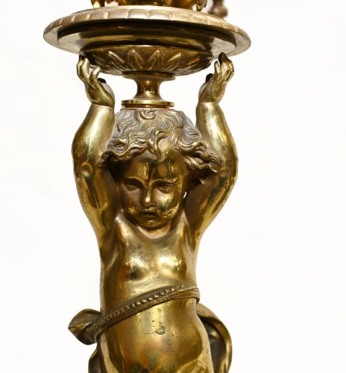 fig 1. Pair Antique Cherub Candelabras French Ormolu 1885