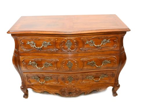 Antique French Commode Country Bombe Chest Drawers 1900