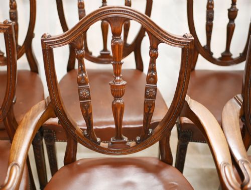 fig 1. Set Hepplewhite Dining Chairs Antique Mahogany 1880
