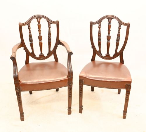 fig 2. Set Hepplewhite Dining Chairs Antique Mahogany 1880