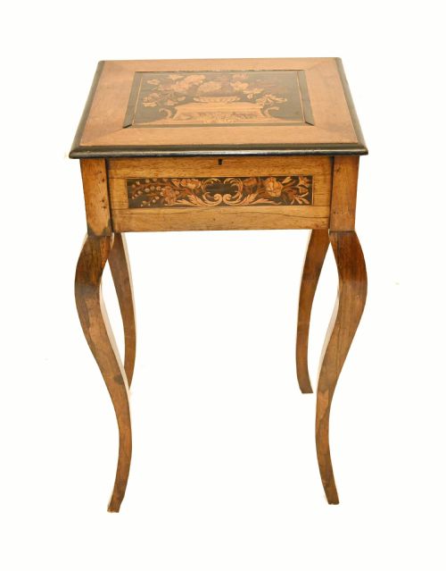 Antique French Side Table Satinwood Inlay 1880