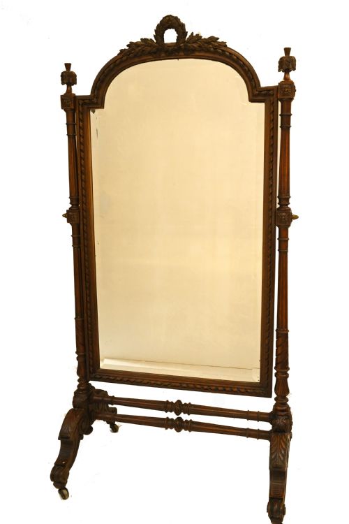 French Cheval Mirror Provincial Antiques Glass Carved Floor Mirrors 1840