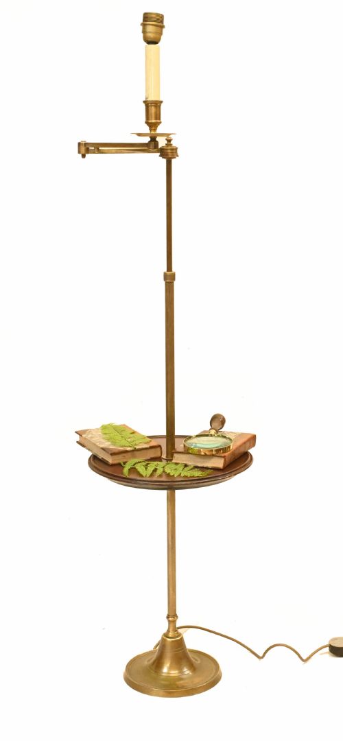 Art Deco Floor Lamp Side Table Brass
