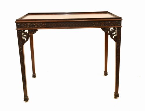 CHIPPENDALE SILVER TABLE MAHOGANY SIDE TABLES 1880 - ADDITIONAL PHOTO 2
