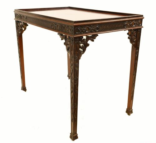 CHIPPENDALE SILVER TABLE MAHOGANY SIDE TABLES 1880 - ADDITIONAL PHOTO 4