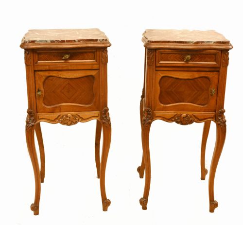 Antique French Nighstands Pair Bedside Cabinets 1900