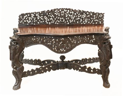 BURMESE CONSOLE TABLE ANTIQUE CARVED BURMA FURNITURE 1880 - ADDITIONAL PHOTO 1