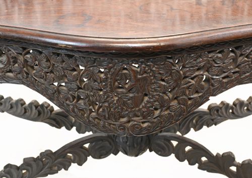 BURMESE CONSOLE TABLE ANTIQUE CARVED BURMA FURNITURE 1880 - ADDITIONAL PHOTO 2