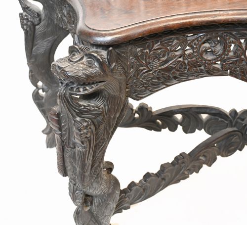 BURMESE CONSOLE TABLE ANTIQUE CARVED BURMA FURNITURE 1880 - ADDITIONAL PHOTO 5
