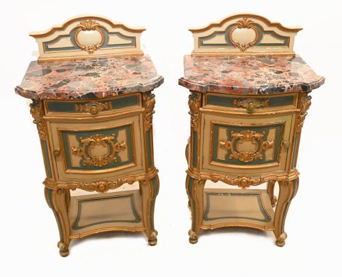 Pair Italian Bedside Chests Antique Nightstands 1880