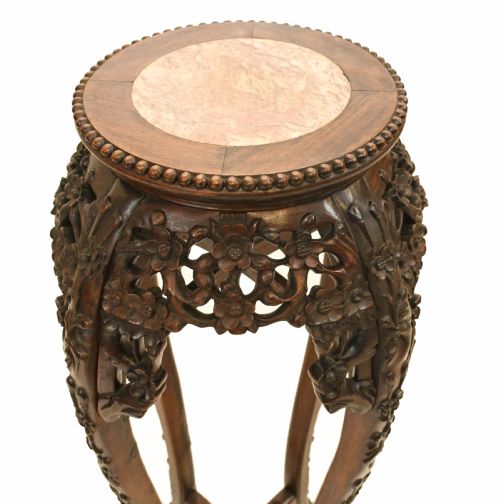 ANTIQUE CHINESE PEDESTAL STAND TABLE CARVED 1840 - ADDITIONAL PHOTO 1