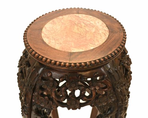 ANTIQUE CHINESE PEDESTAL STAND TABLE CARVED 1840 - ADDITIONAL PHOTO 2