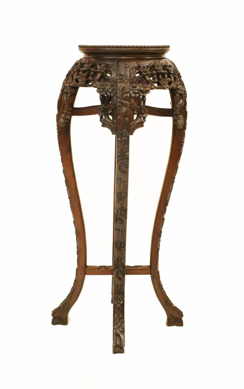 ANTIQUE CHINESE PEDESTAL STAND TABLE CARVED 1840 - ADDITIONAL PHOTO 4