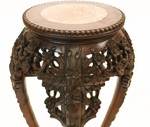 ANTIQUE CHINESE PEDESTAL STAND TABLE CARVED 1840 - ADDITIONAL PHOTO 5