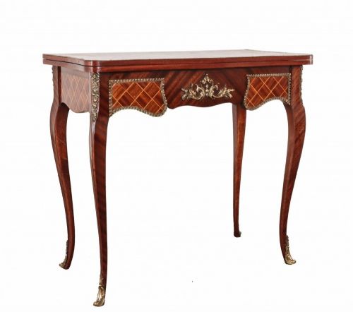 French Antique Card Table - Empire Games Tables Parquetry Inlay 1890