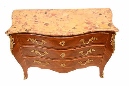 fig 1. French Chest of Drawers - Antique Kingwood Bombe Commode