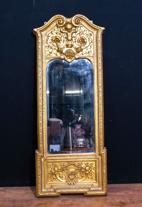 French Empire Pier Mirror - Antique Cherub Gilt Circa 1880