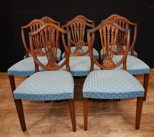 Set 8 Hepplewhite Dining Chairs Mahogany