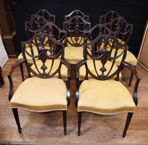fig 1. Set 10 Adams Shield Back Dining Chairs Mahogany