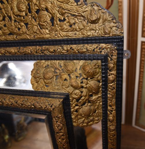 ANTIQUE FRENCH CUSHION MIRROR METAL MOUNTS CIRCA 1880 - ADDITIONAL PHOTO 6