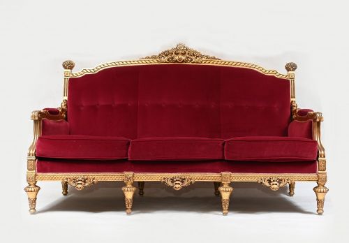 fig 1. French Empire Sofa Giltwood Couch Seat