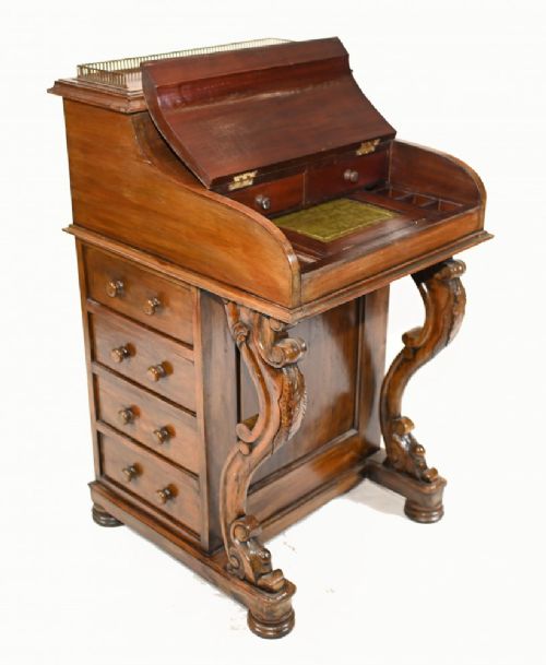 fig 1. Davenport Desk Victorian Pop Up Mechanism Mahogany 1880