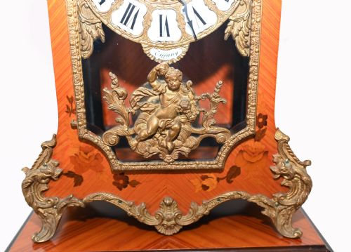 fig 1. Tiffany Mantle Clock and Stand French Marquetry Inlay