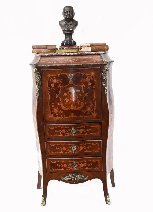 fig 1. French Escritoire Desk Empire Antique Marquetry Inlay