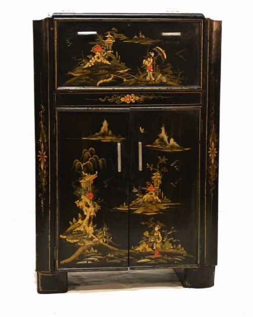 Chinese Chinoiserie Drinks Cabinet Lacquer Cocktail Chest 1920
